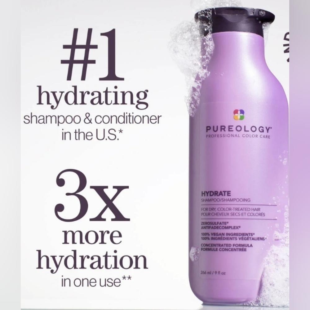 NWT FULL SET Pureology Hydrate Shampoo 226ml& Conditioner226ml Duo 100% Vegan - Picture 9 of 9